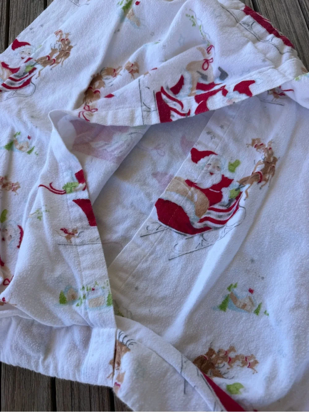 Pottery Barn Kids Santa’s Sleigh 2-Piece Flannel Duvet Cover Set F/Q Festive Fun